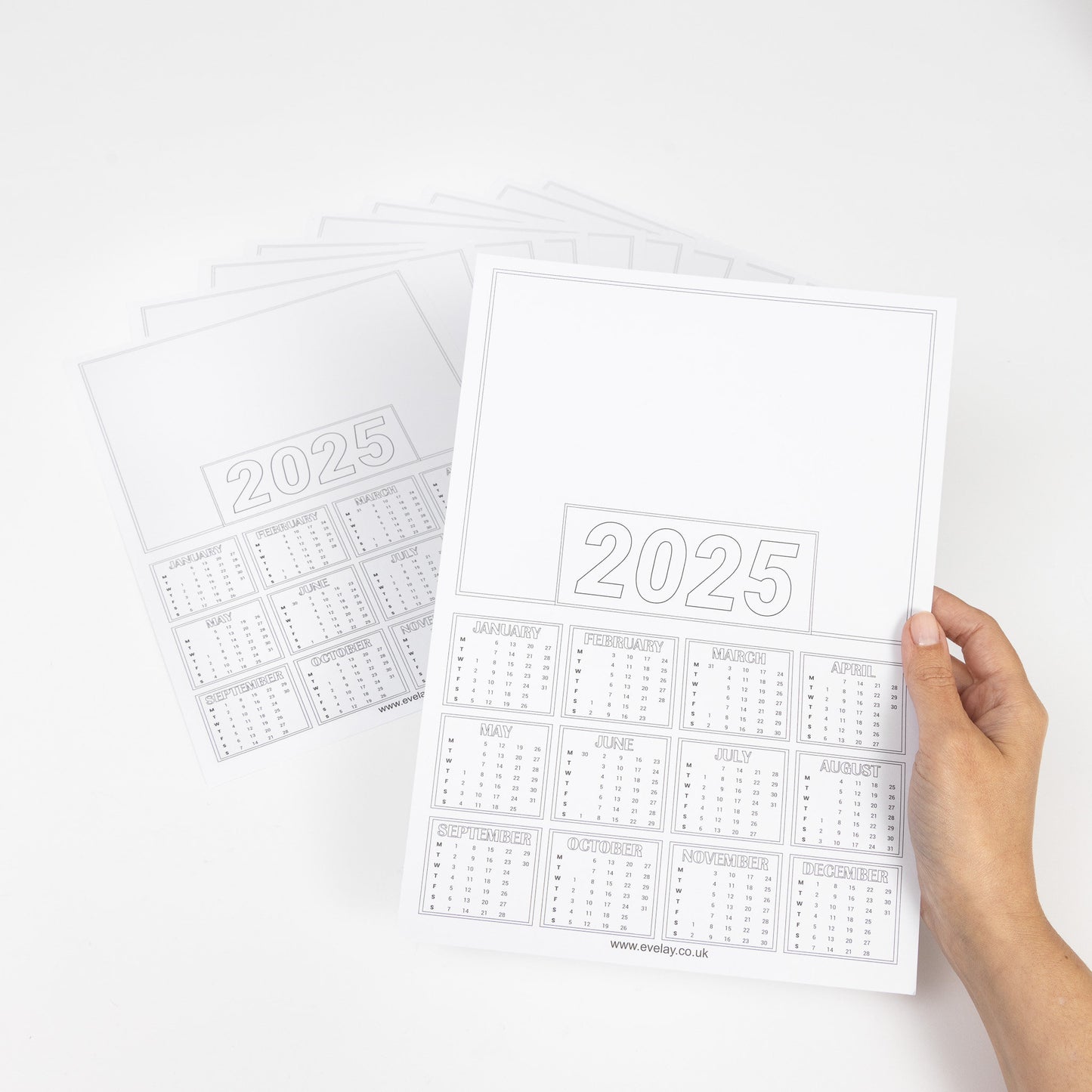 2025 Calendar A4 blanks White Mini Year To View 1-100 Pack Create Make Your Own Keechi & co.