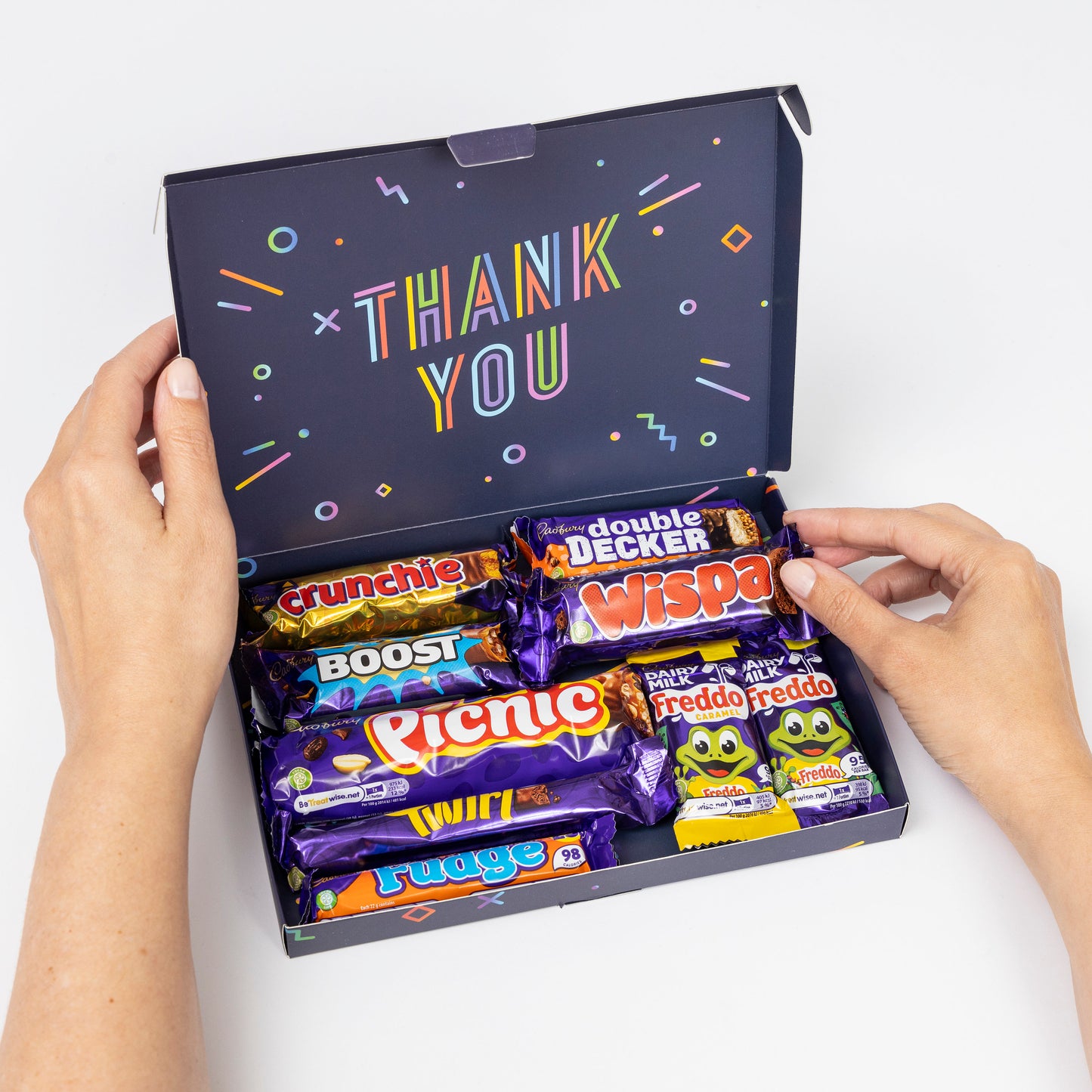 Cadbury Chocolate Freddo Twirl Boost Sweet Gift Box Hamper Thank You Keechi & co.