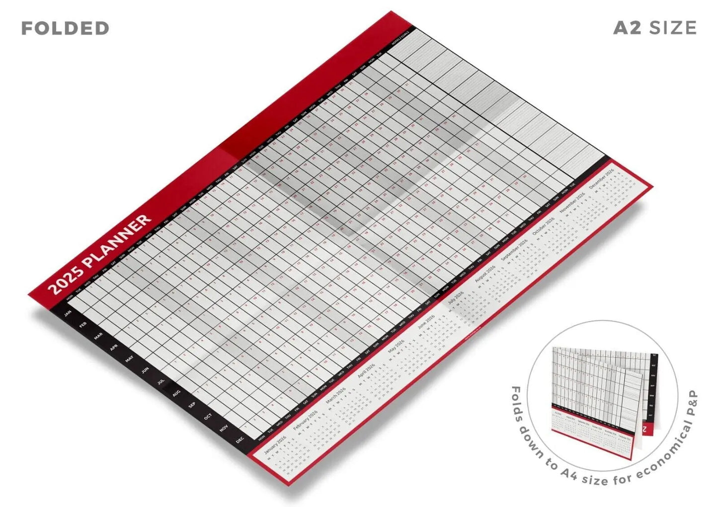2025 A1 A2 A3 Full Year Wall Planner Calendar Home Office Work JAN DEC Keechi & co.