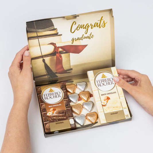 Ferrero Rocher Milk White Chocolate Bars Hearts Gift Box Hamper Graduation