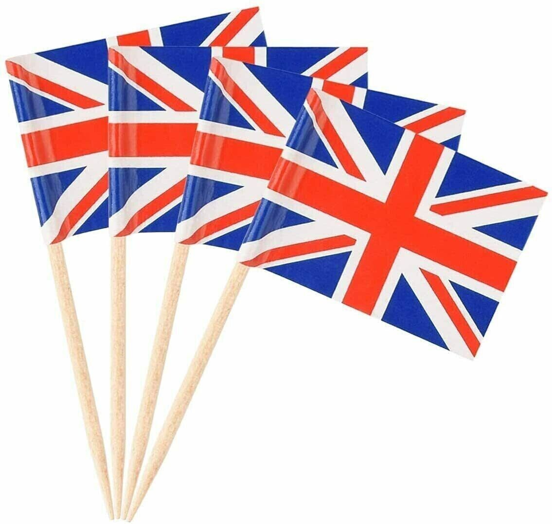 Union Jack Cocktail Sticks Flags Cake Topper Pick