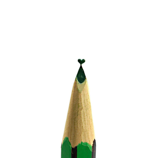 gift ideas Hand carved pencil tip hand carved mini tiny heart limited edition green made with microscope in the uk Birmingham Etsy