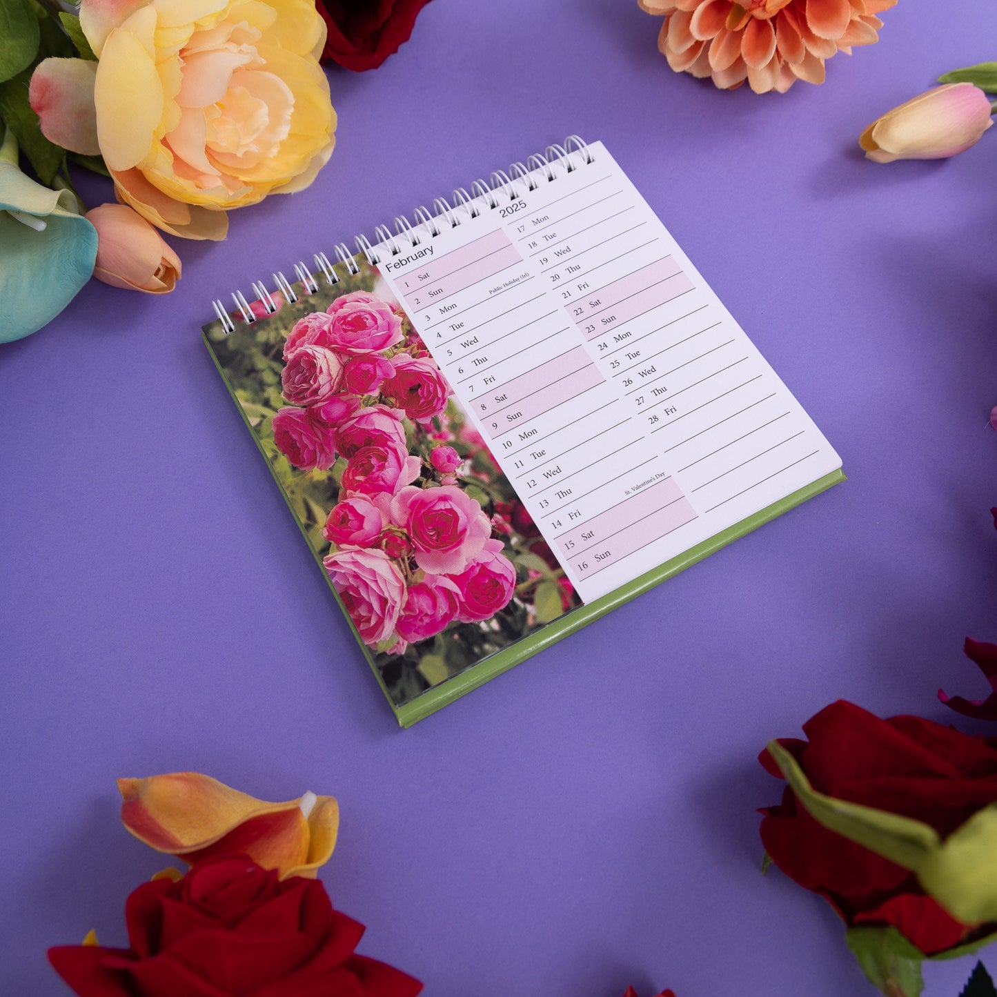 2025 Month to View Desk Calendar Home Office Table Work Top Planner FLOWERS