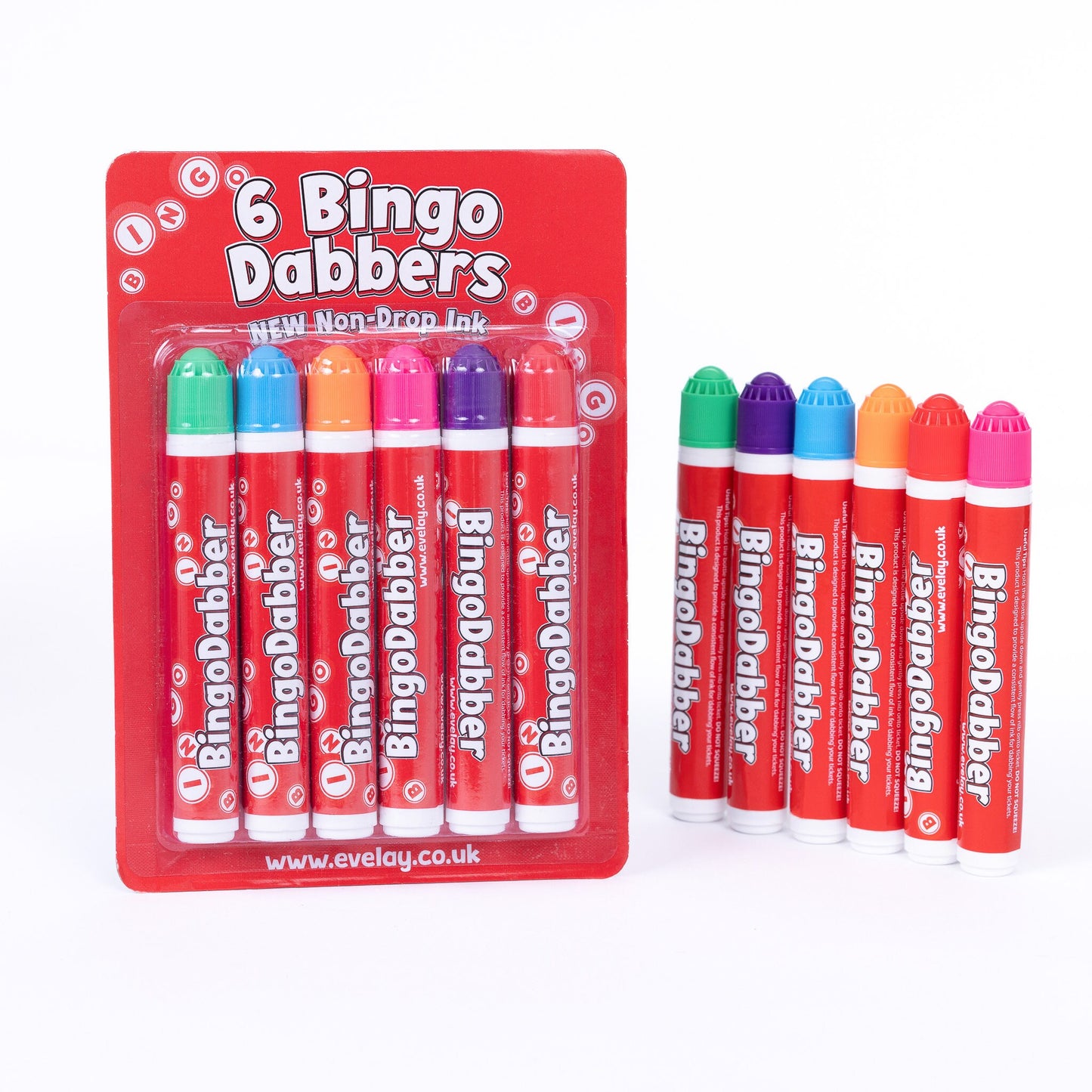 Bingo Board & 6 Mixed Coloured Dabbers Clasp Clip Small Lucky Clip Board