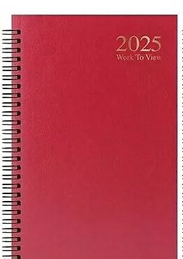 2025 A5 Week To View Diary Full Year Planner Desk Organiser Spiral Hardback Book