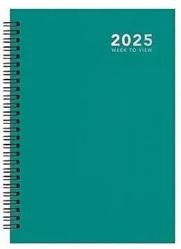 2025 A5 Week To View Diary Full Year Planner Desk Organiser Spiral Hardback Book