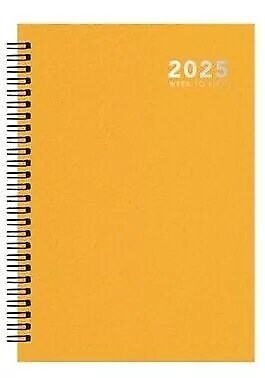 2025 A5 Week To View Diary Full Year Planner Desk Organiser Spiral Hardback Book