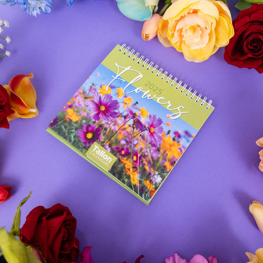 2025 Month to View Desk Calendar Home Office Table Work Top Planner FLOWERS