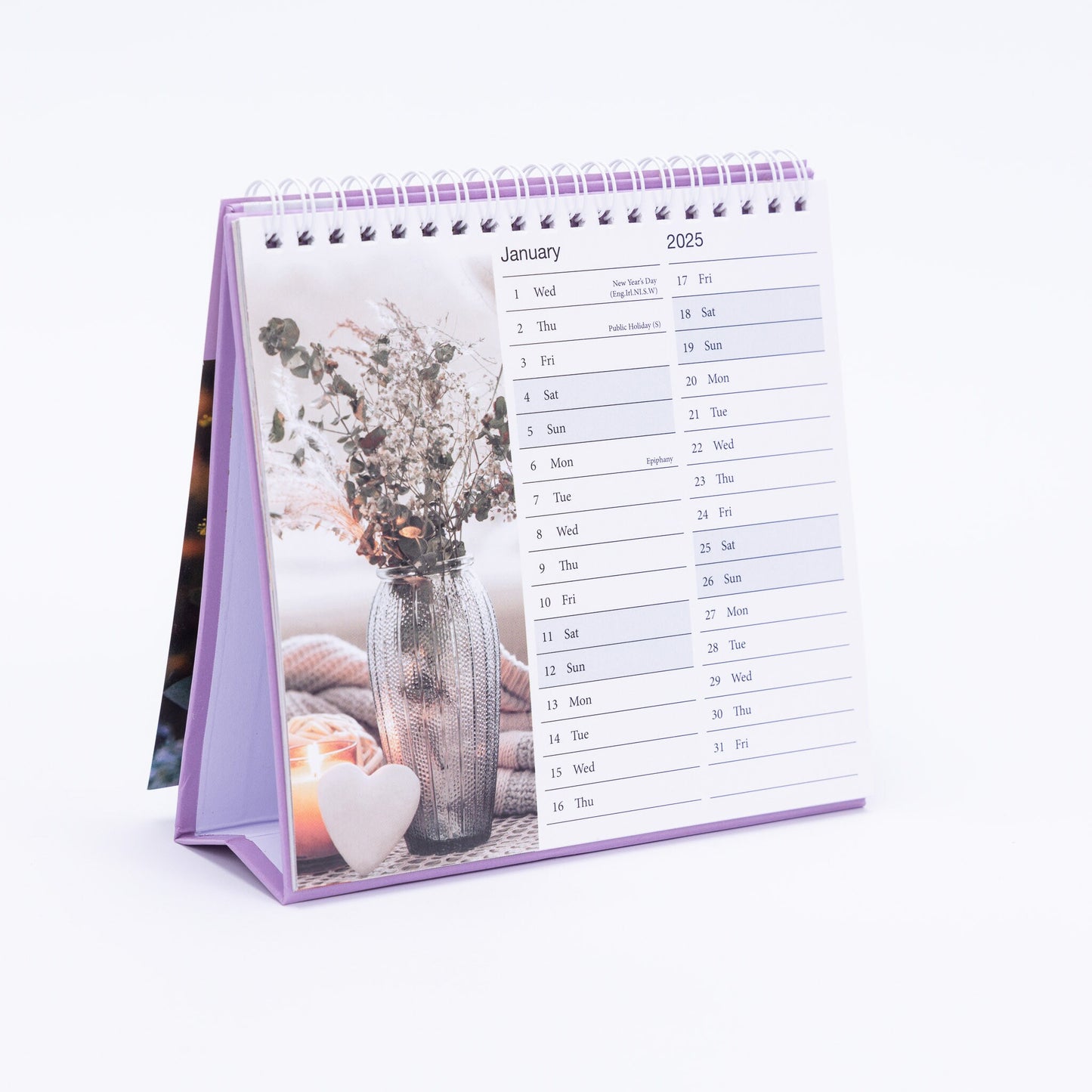 2025 Month to View Desk Calendar Home Office Table Work Top Planner FLOWERS