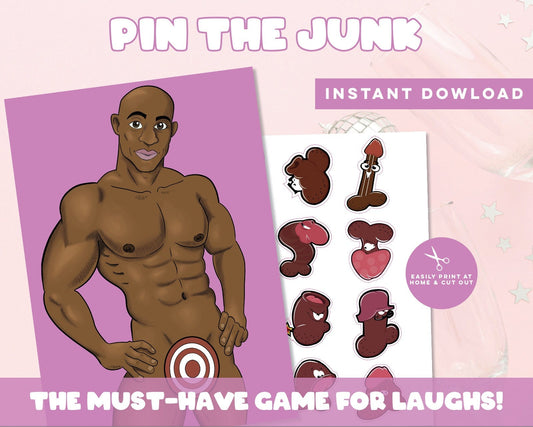 Hen Night Party Game: Pin the Hunk, Drinking Game (Digital Download, PDF Files Included)