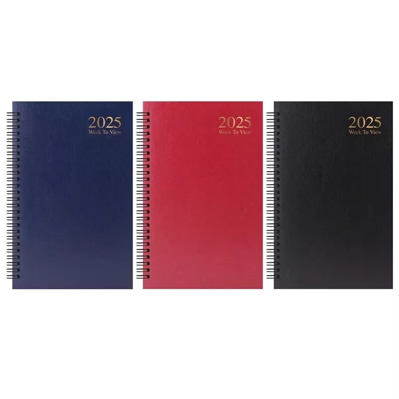 2025 A5 Week To View Diary Full Year Planner Desk Organiser Spiral Hardback Book