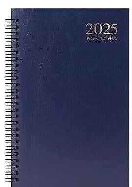 2025 A5 Week To View Diary Full Year Planner Desk Organiser Spiral Hardback Book