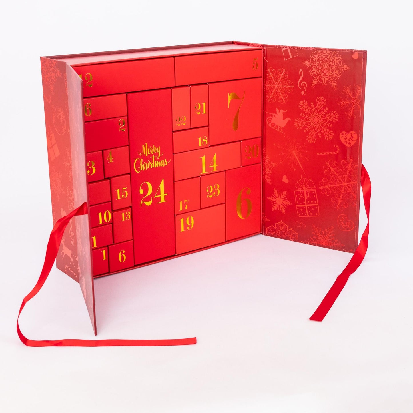 Luxury Christmas Advent Calendar Fill your Own 1-24 Day Boxes Countdown Ribbon