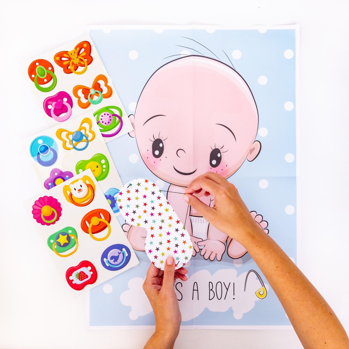 Pin the Dummy Baby Shower Game: Baby Boy Party