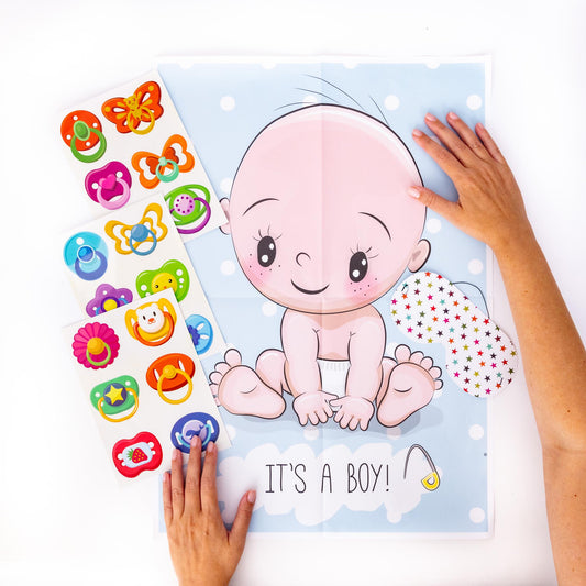 Pin the Dummy Baby Shower Game: Baby Boy Party