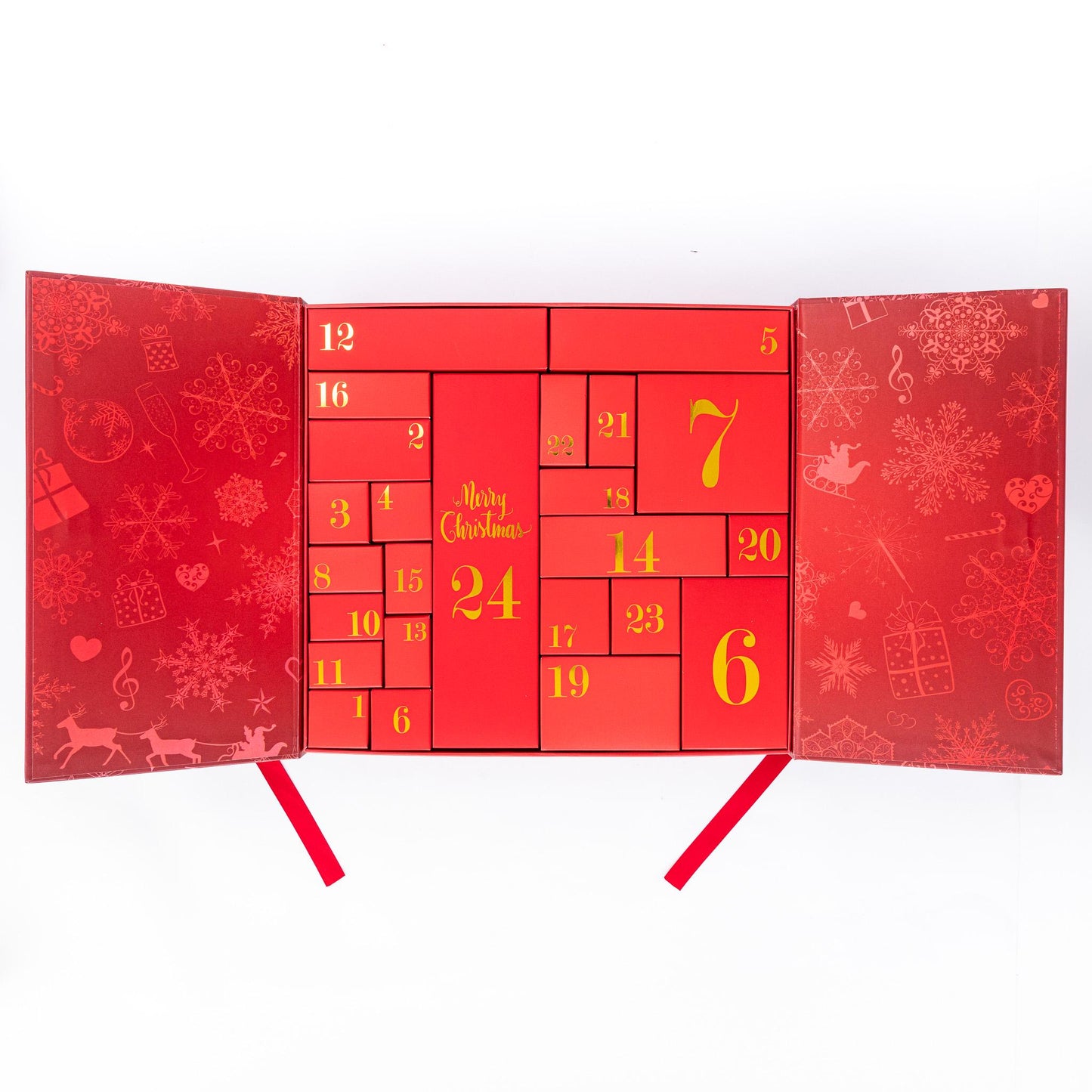 Luxury Christmas Advent Calendar Fill your Own 1-24 Day Boxes Countdown Ribbon