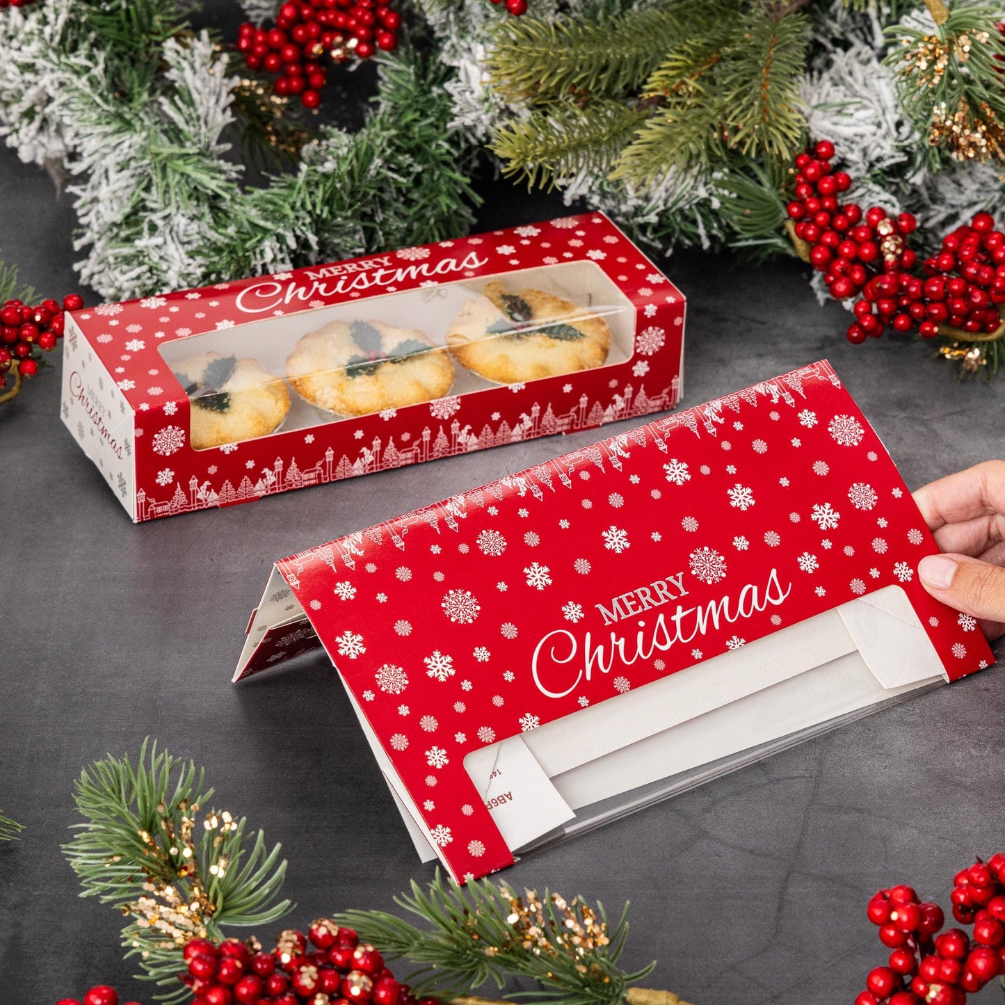 6 x Mince Pie Box Christmas Double Stack Boxes Hold 3 or 6 Cakes