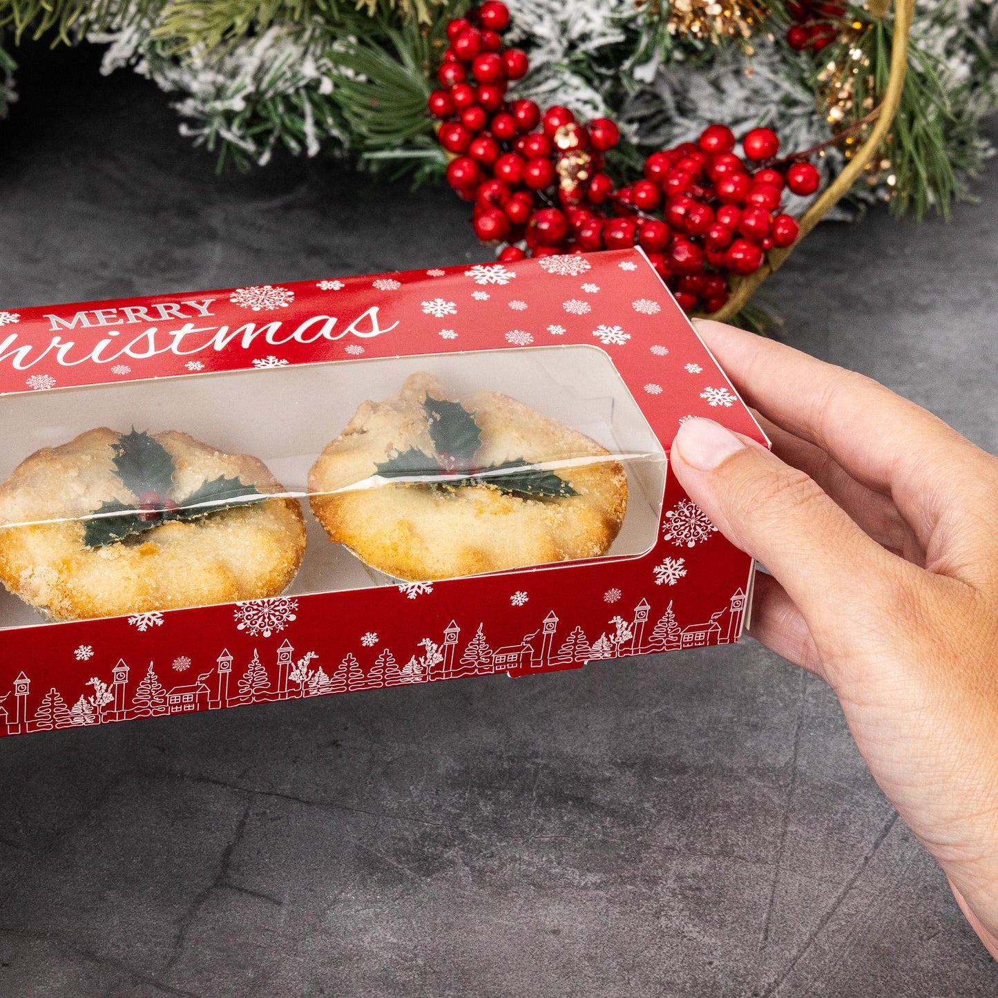 12 x Mince Pie Box Christmas Double Stack Boxes Hold 3 or 6 Cakes