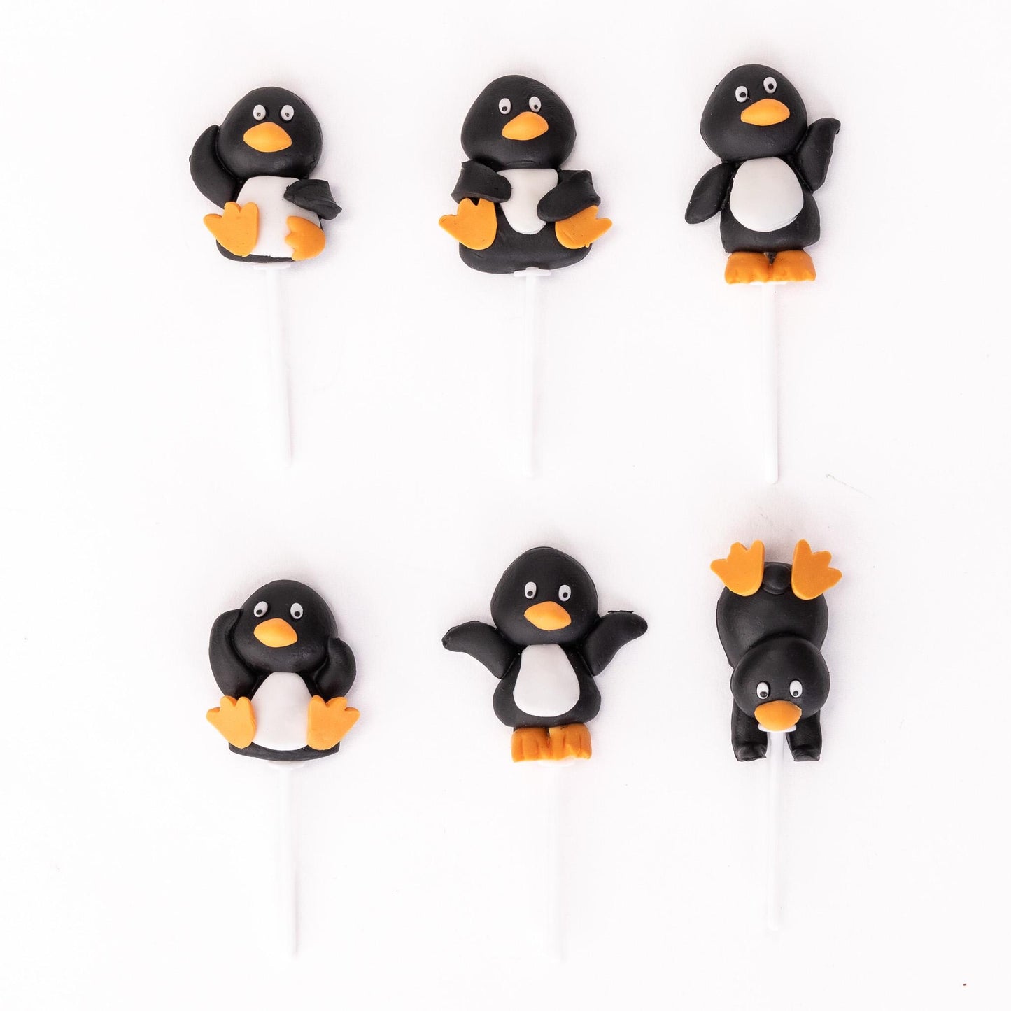 Penguin cake topper 6Pcs Mini Cake Decorations Kit Birthday Wedding Yule Log Christmas Toppers (Penguin)