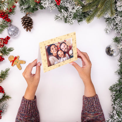 Christmas Photo Frame Cards & Envelopes – Cream & Rose Gold – Pack of 6 – image 4