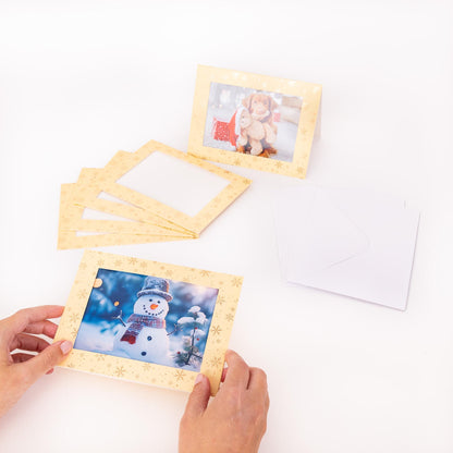 Christmas Photo Frame Cards & Envelopes – Cream & Rose Gold – Pack of 6 – image 2