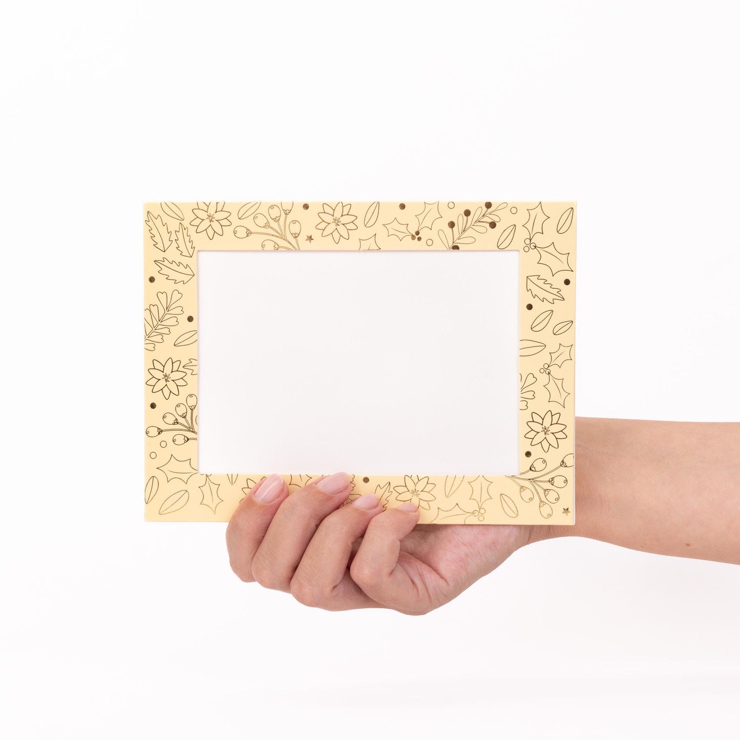 Christmas Photo Frame Cards & Envelopes Personalised any Family Picture 6 x cream with gold