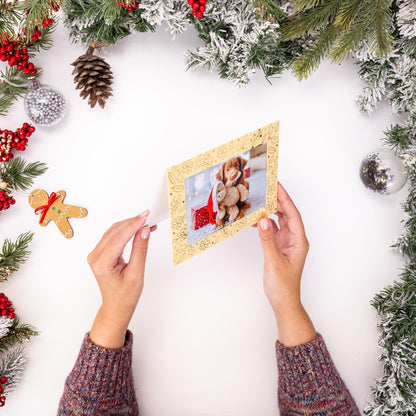 Christmas Photo Frame Cards & Envelopes – Cream & Gold – Pack of 6 – image 6