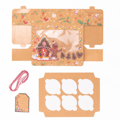 Christmas Cupcake Boxes – 6 Hole Kraft with Window – Snowman – image 6