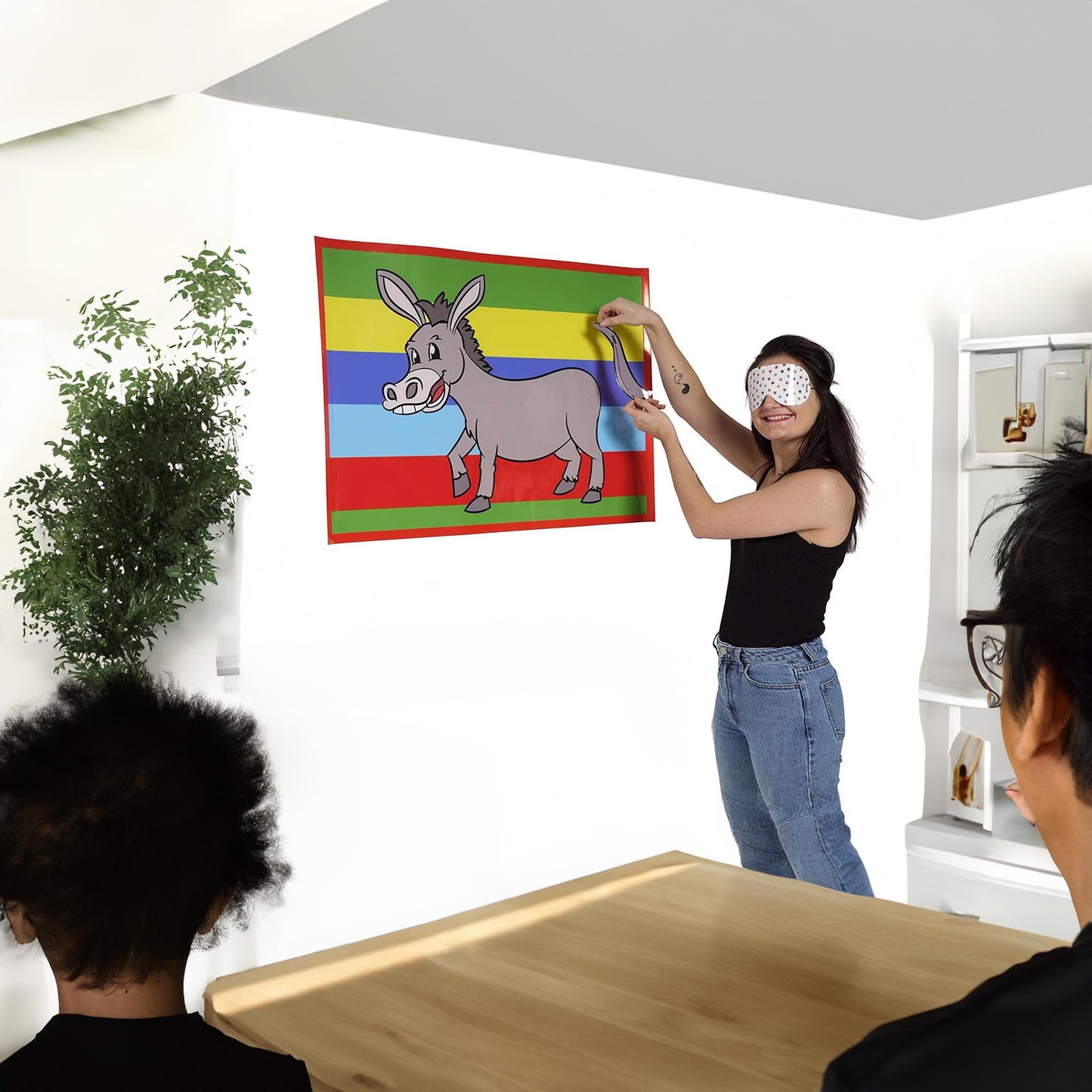 Pin the Tail on the Donkey Party Game: A1 Vintage Design with Tail Stickers