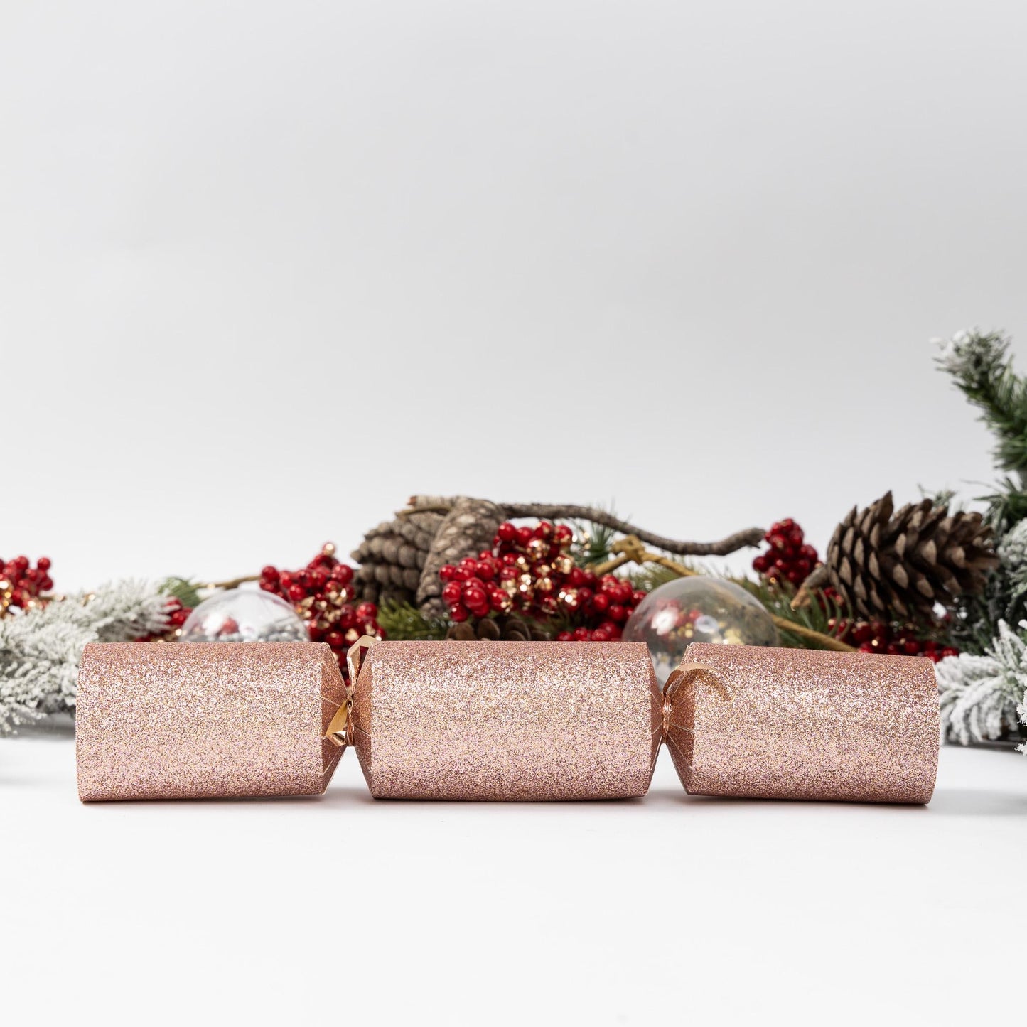 Make Your Own Christmas Cracker kit Crackers Hats Snaps rose gold glitter