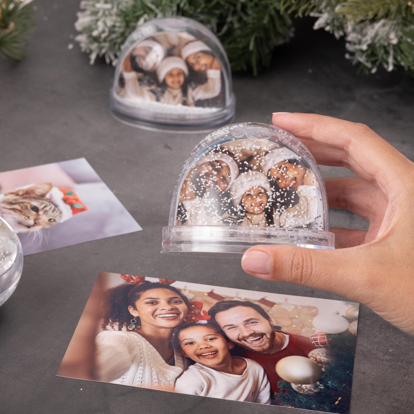 6 x Christmas Snow Globe Insert Add Your On Photo Double Sided Plastic 93x 75mm