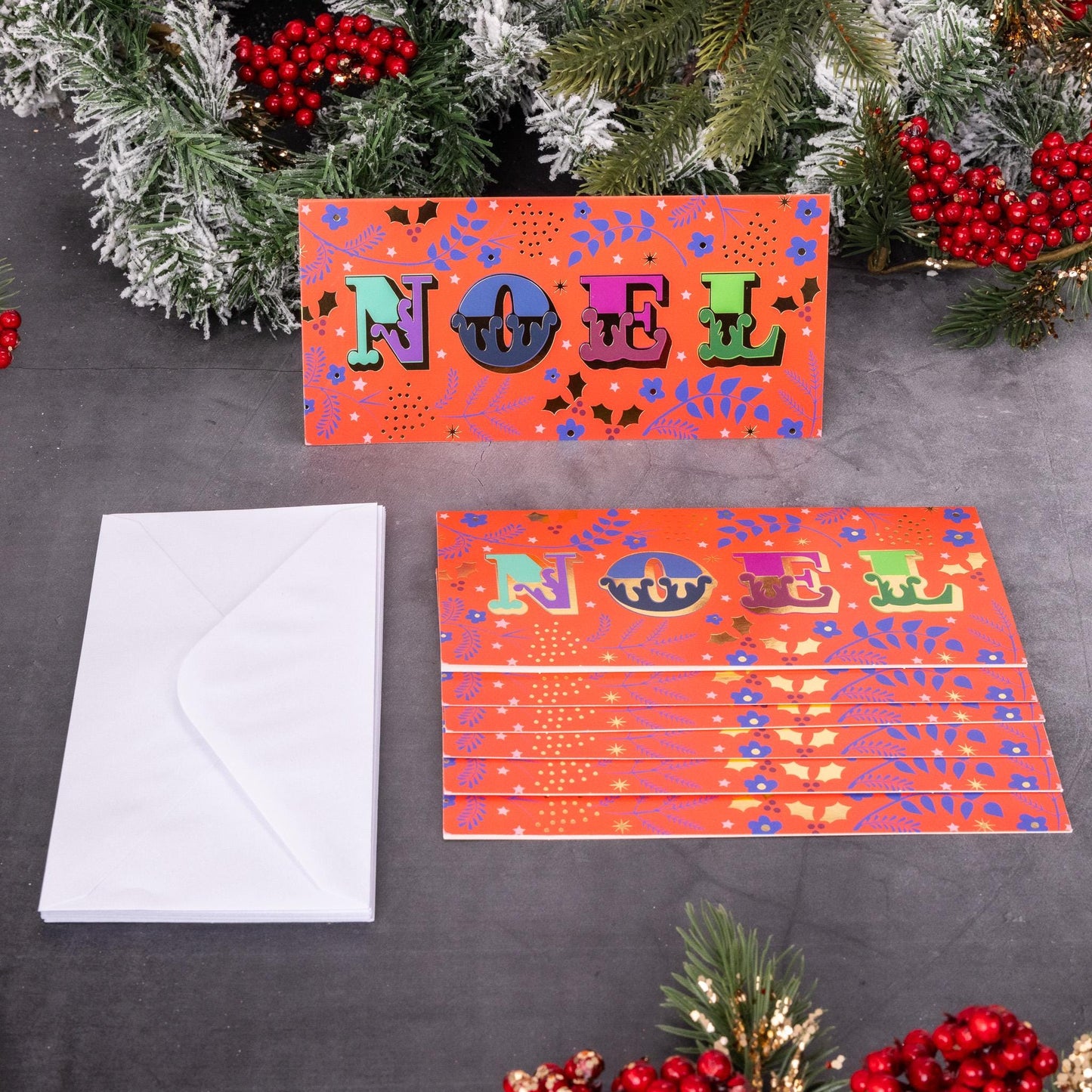 Christmas Cards 16 Card Pack Box Set Slim Photo Xmas Traditional Santa Snowman