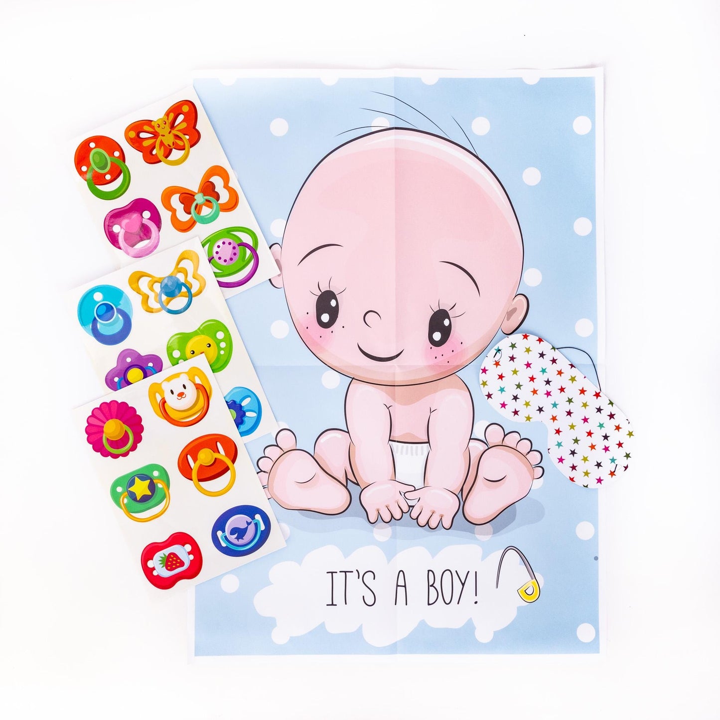 Pin the Dummy Baby Shower Game: Baby Boy Party