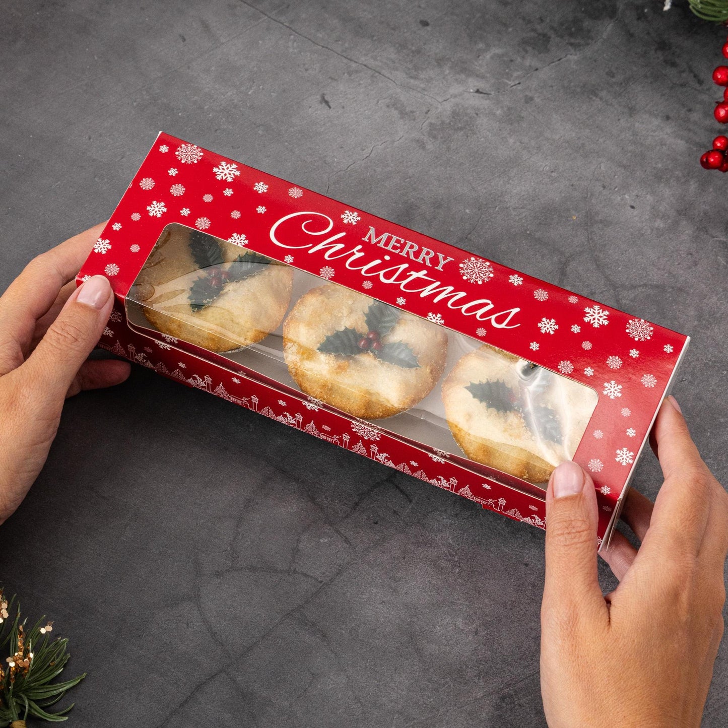 6 x Mince Pie Box Christmas Double Stack Boxes Hold 3 or 6 Cakes