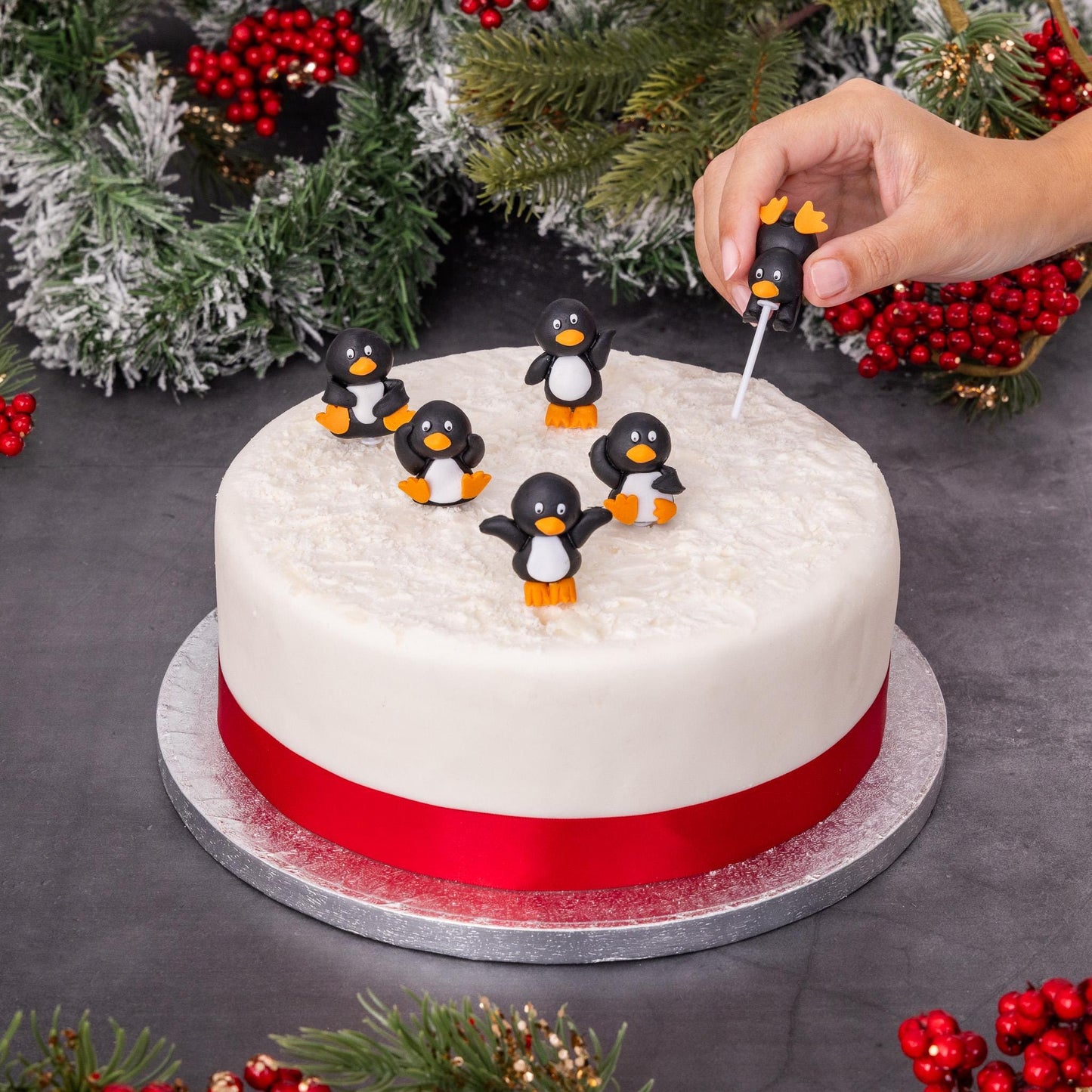 Penguin Cake Toppers: 3D Christmas Cake Decorations (Set of 6)