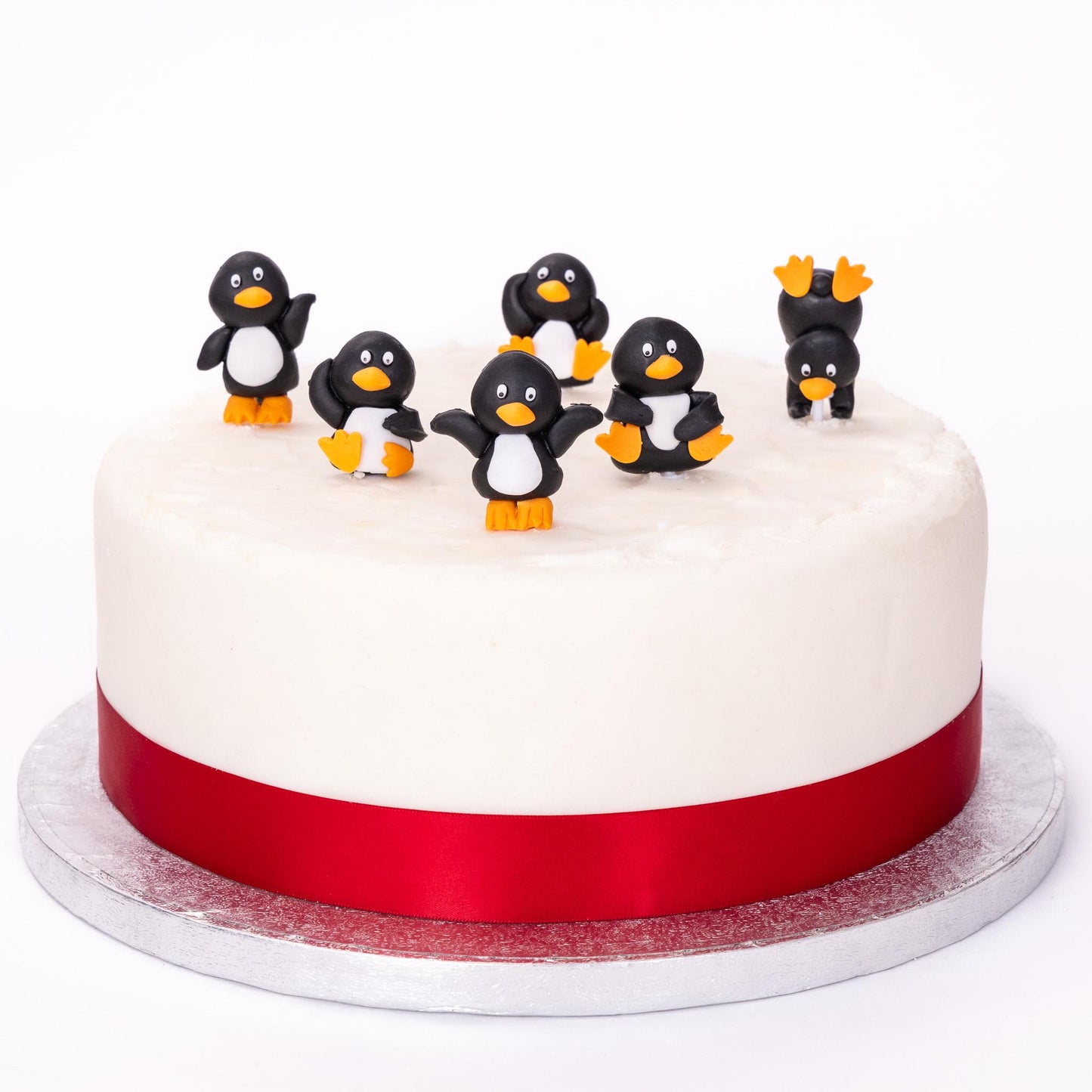 Penguin cake topper 6Pcs Mini Cake Decorations Kit Birthday Wedding Yule Log Christmas Toppers (Penguin)