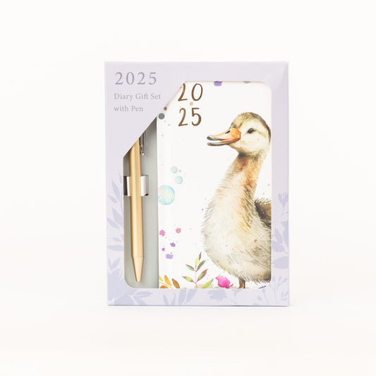 2025 Diary & Pen Slim Size Week to View Diaries Full Year Planner Gift Set Boxed goose