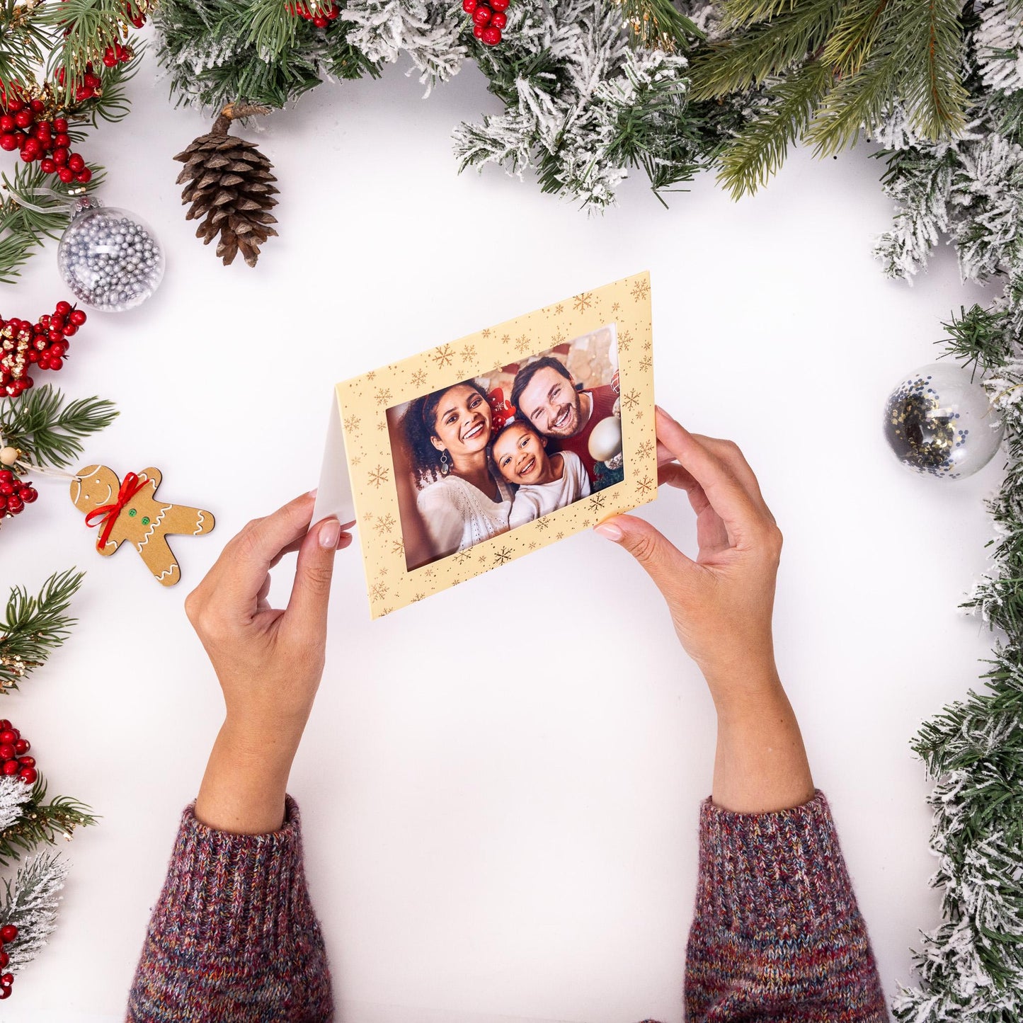 Christmas Photo Frame Cards 6 x & Envelopes Personalised any Family Picture