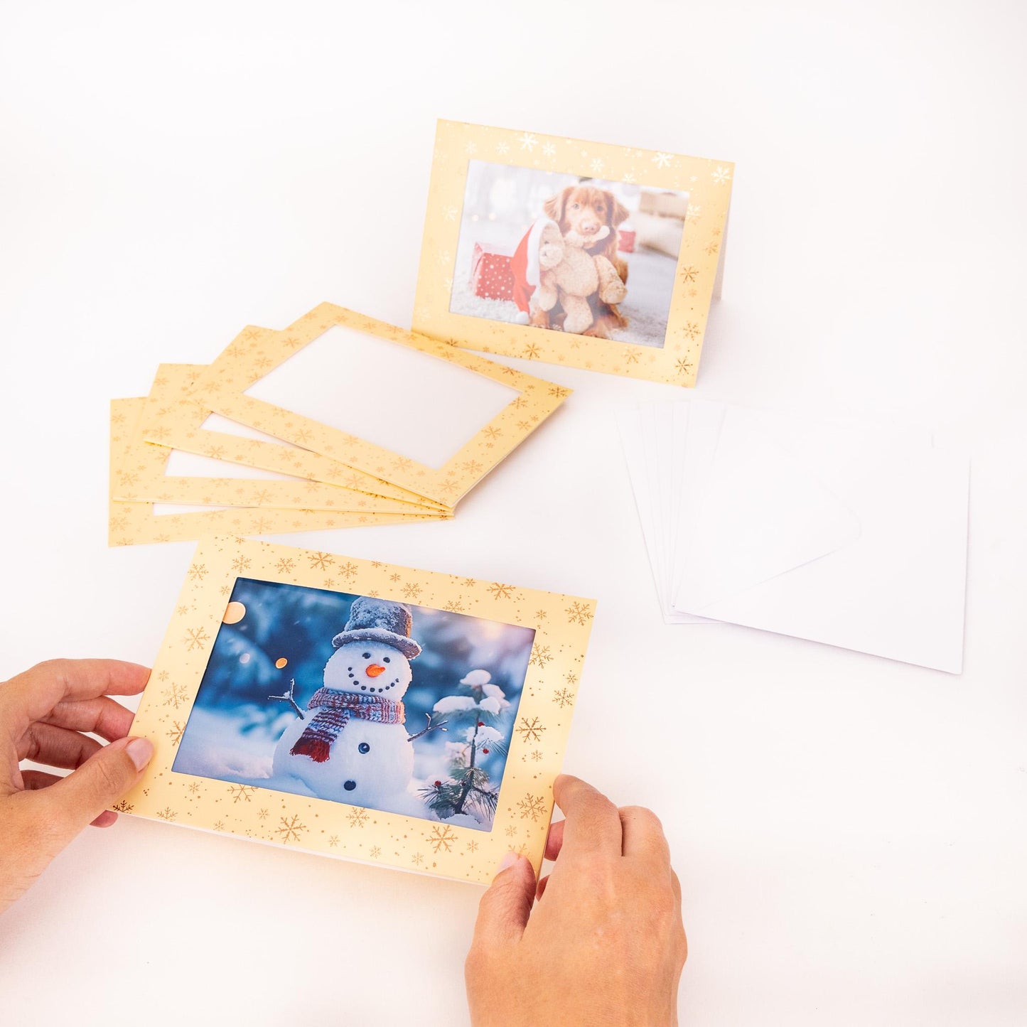 Christmas Photo Frame Cards 6 x & Envelopes Personalised any Family Picture