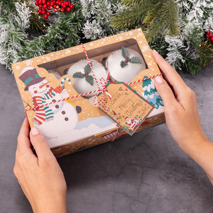 Christmas Cupcake Boxes – 6 Hole Kraft with Window – Snowman – image 5