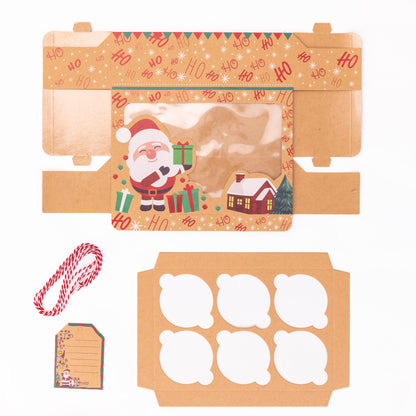 Christmas Cupcake Boxes – 6 Hole Kraft with Window – Snowman – image 8