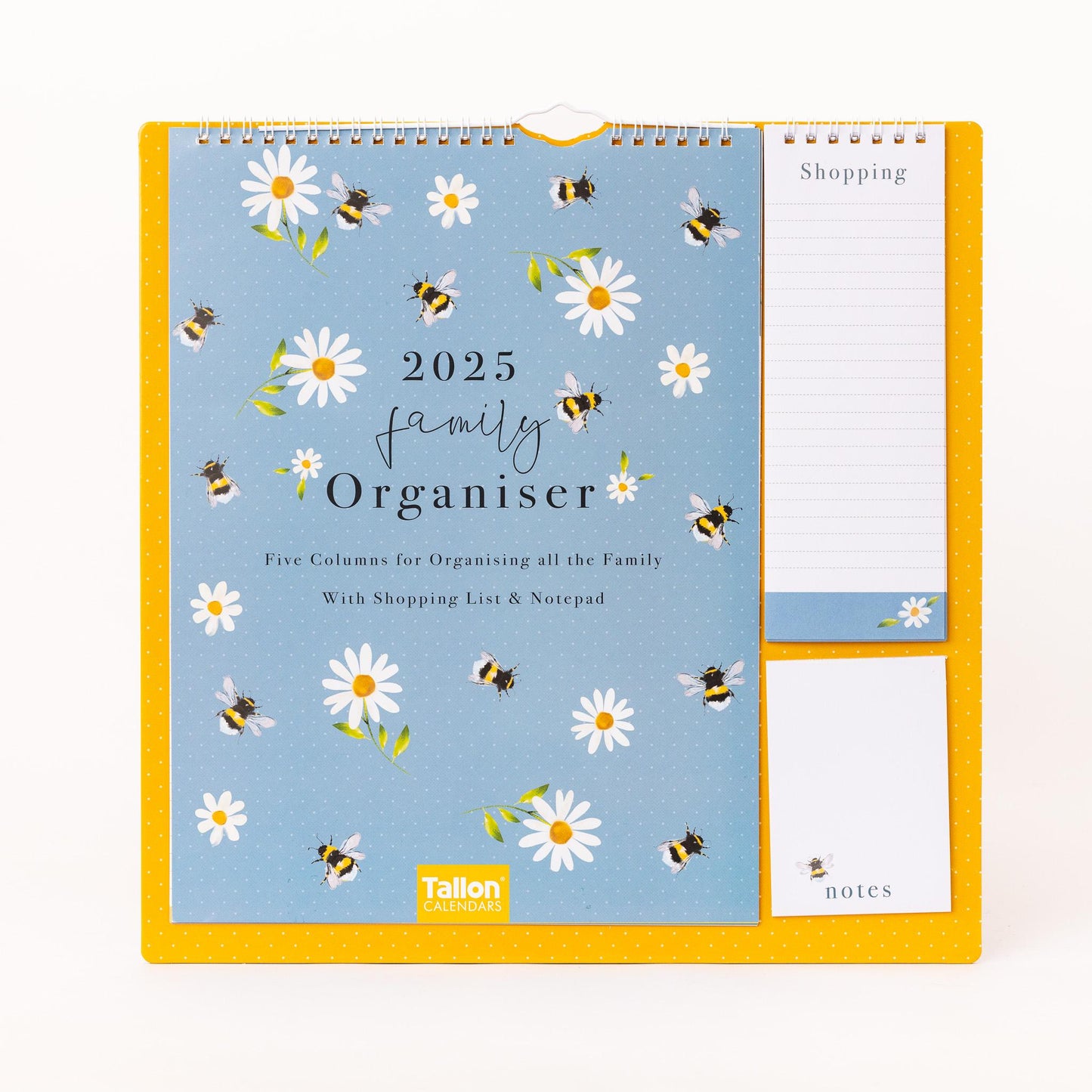 2025 Family Planner 5 Column Calendar Wall Organiser Shopping List & Notepad