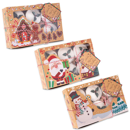 Christmas Cupcake Boxes – 6 Hole Kraft with Window – Snowman – image 2