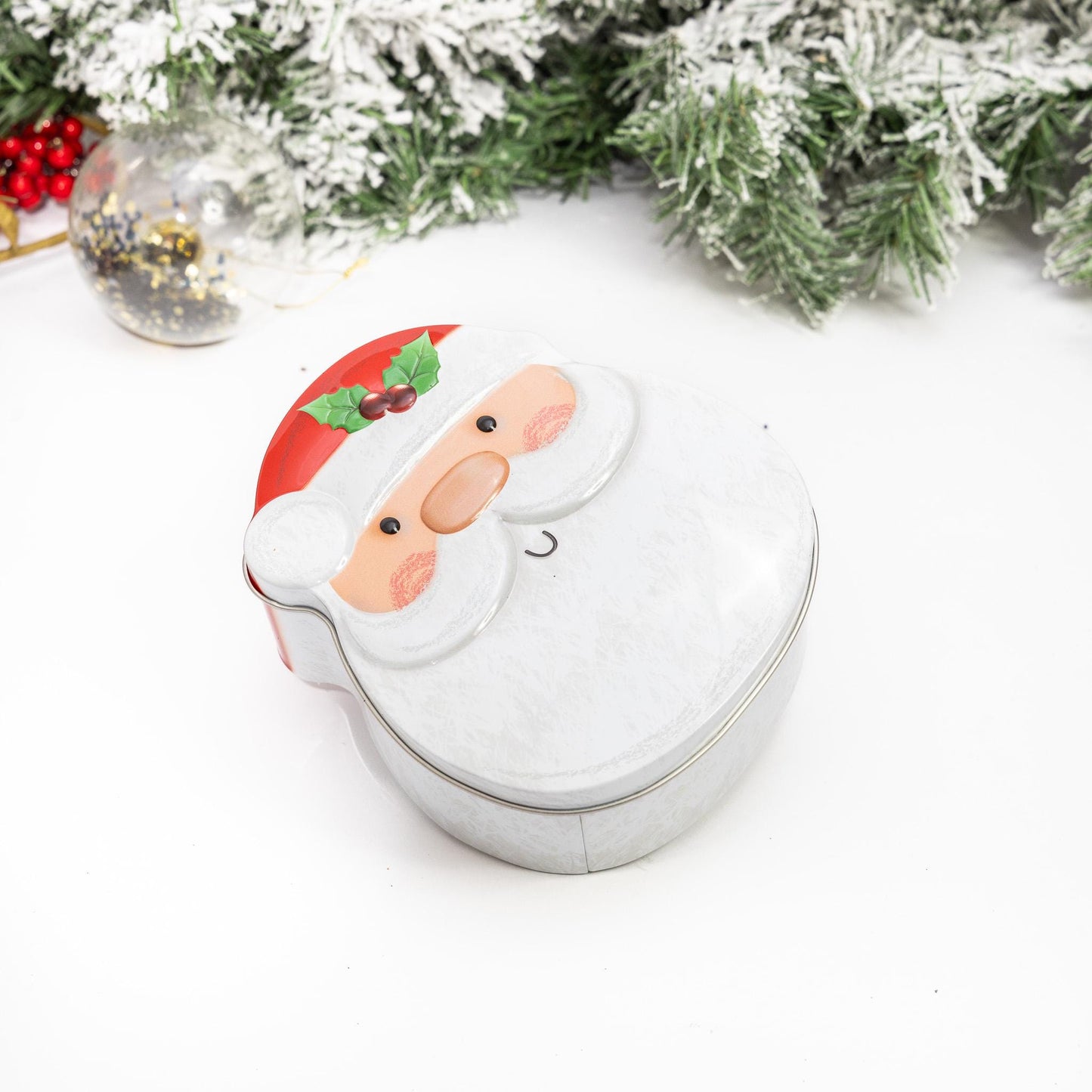 Santa Shaped Christmas Tin Set: Festive Holiday Storage Tins