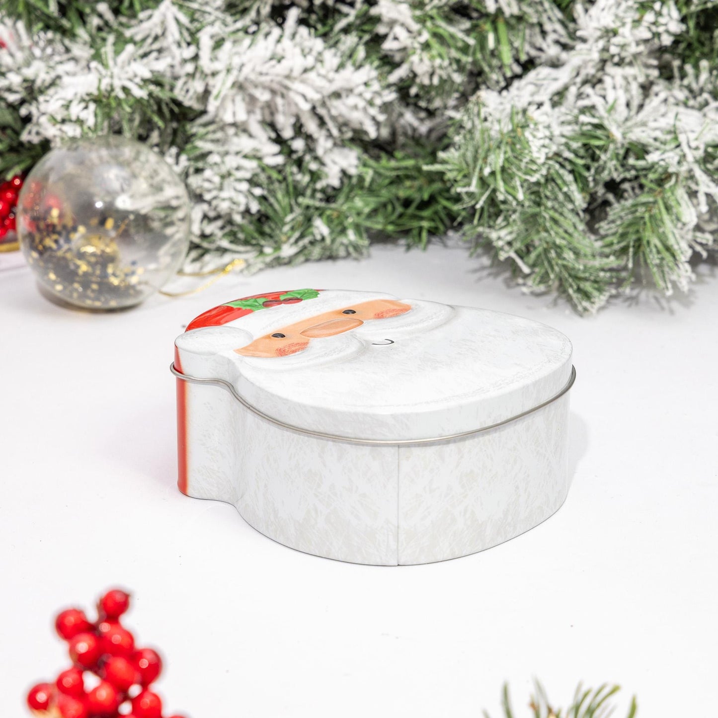 Santa Shaped Christmas Tin Set: Festive Holiday Storage Tins