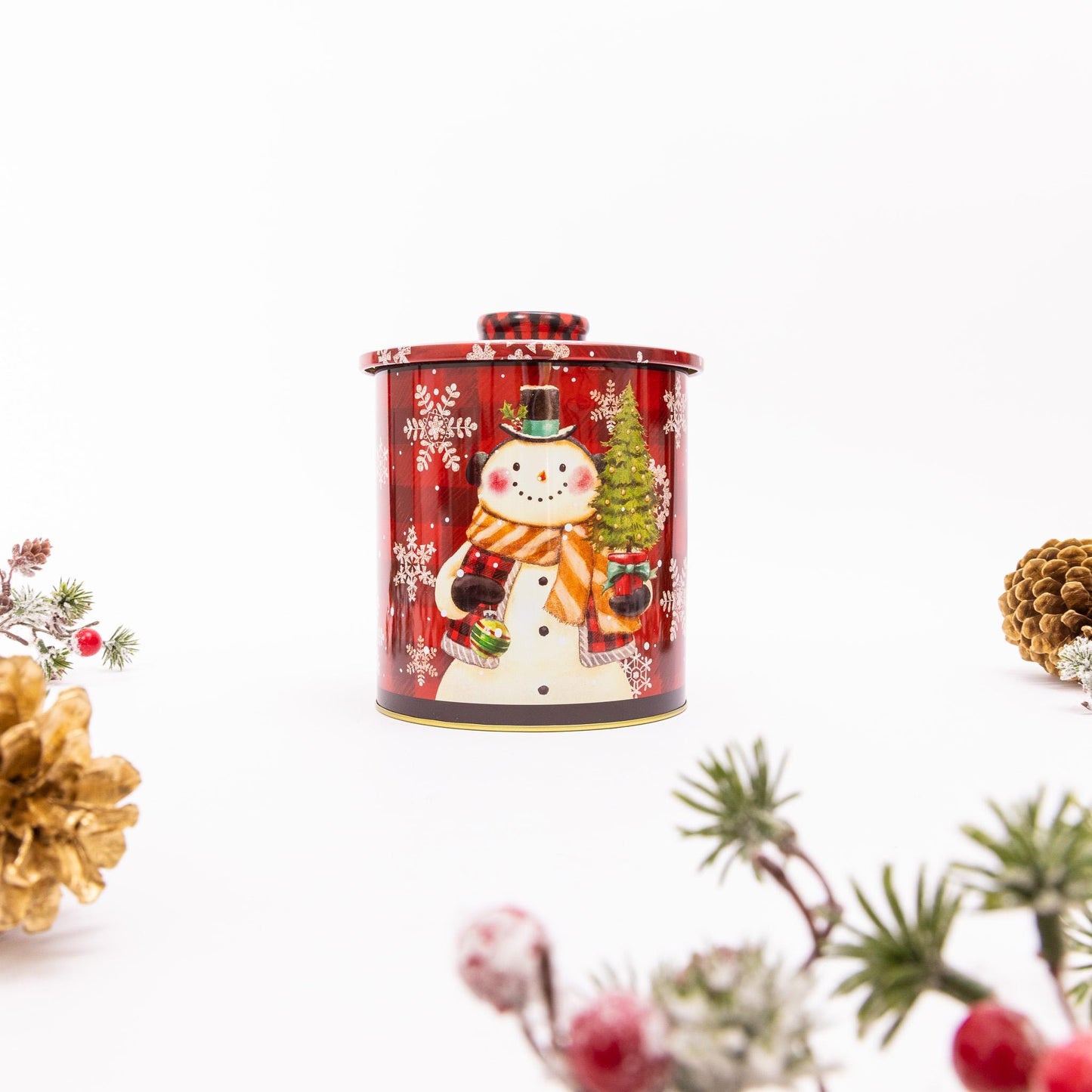 2 Christmas Tins Jars Storage Tin Container Canisters Cookie Biscuit Snowman