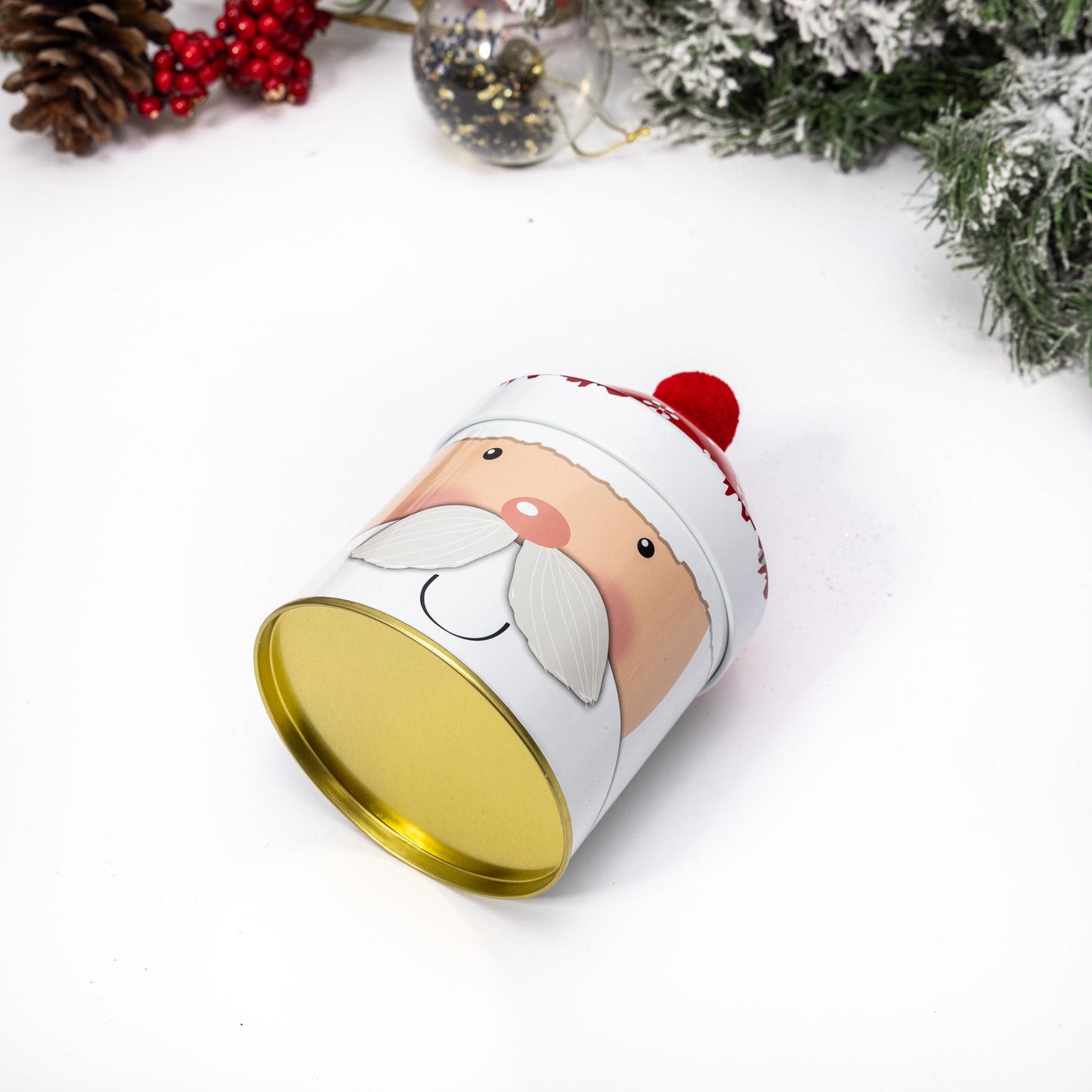 4 Christmas Tins Jars Storage Tin Container Canisters Round Cookie Biscuit