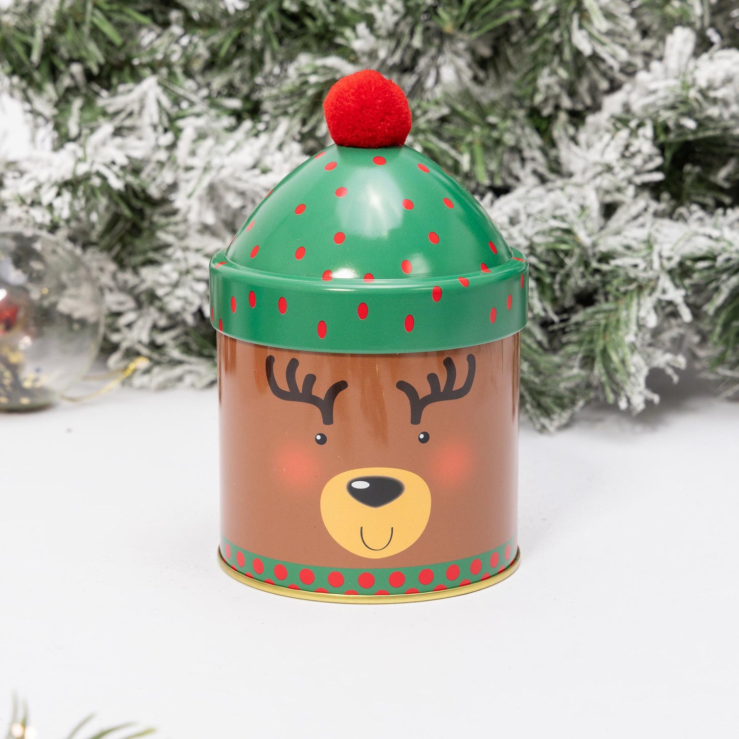 4 Christmas Tins Jars Storage Tin Container Canisters Round Cookie Biscuit