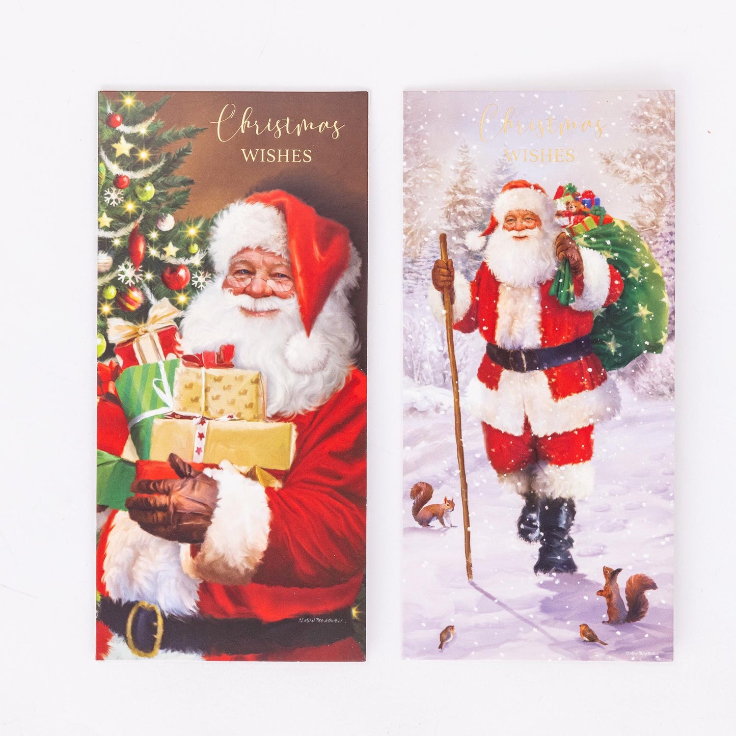 Christmas Cards 16 Card Pack Box Set Slim Photo Xmas Traditional Santa Snowman