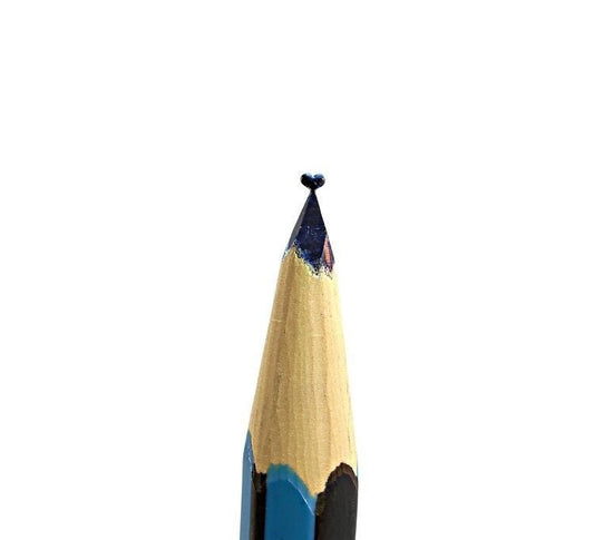 Hand Carved Pencil Sculpture: Limited Edition Heart - Blue